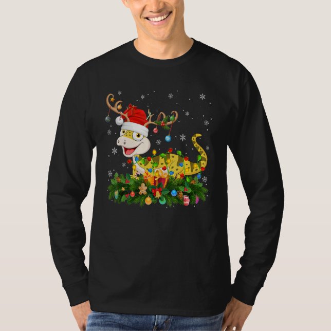 T-shirt Xmas Holiday Reindeer Hat Santa Lizard Christmas (Devant)
