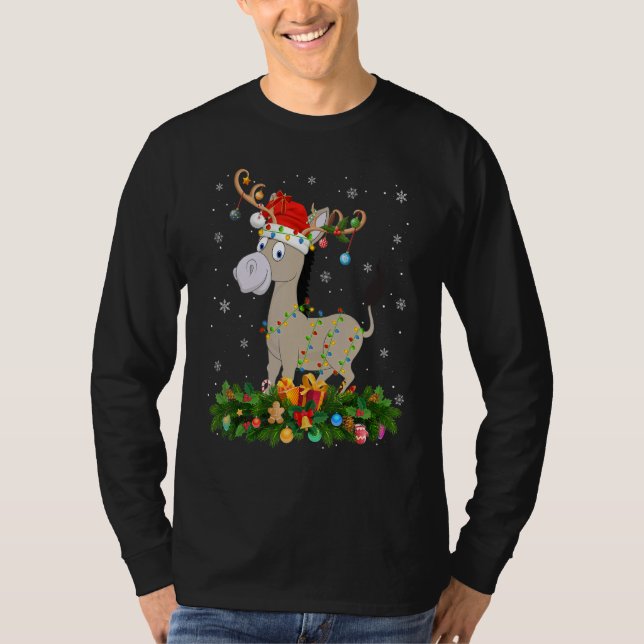 T-shirt Xmas Holiday Reindeer Hat Santa Mule Christmas (Devant)