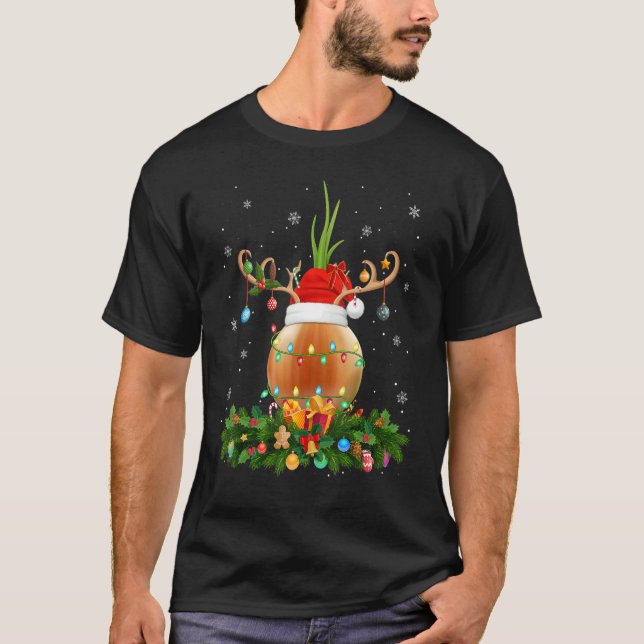 T-shirt Xmas Holiday Reindeer Hat Santa Onion Christmas (Devant)