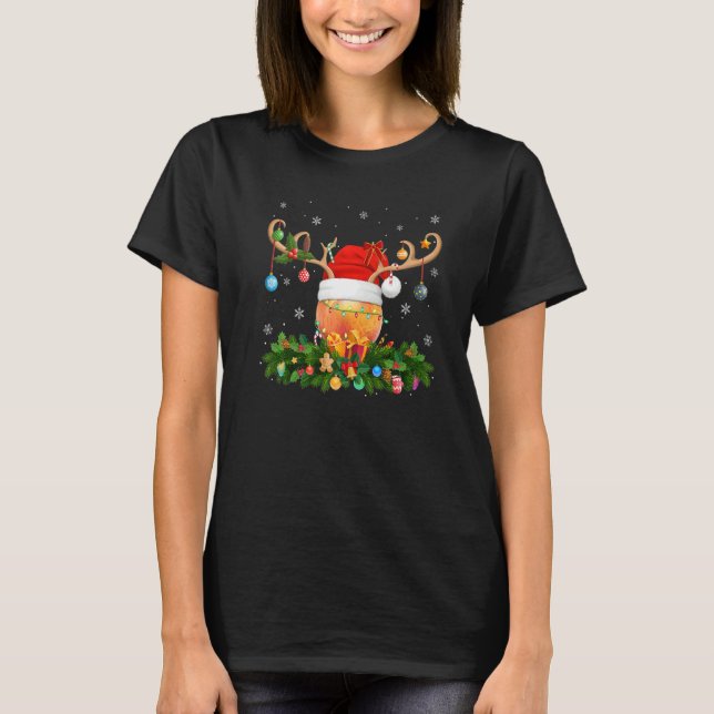 T-shirt Xmas Holiday Reindeer Hat Santa Peach Fruit Christ (Devant)