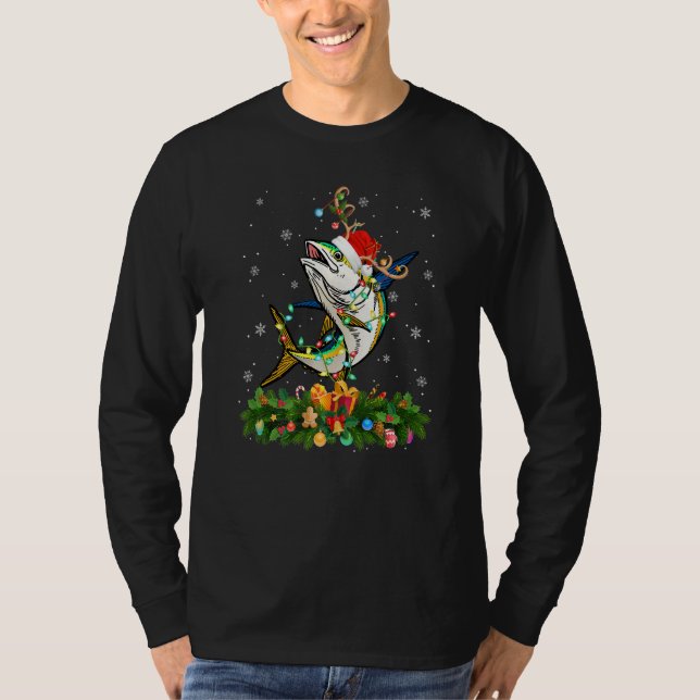 T-shirt Xmas Holiday Reindeer Hat Santa Tuna Fish Christma (Devant)