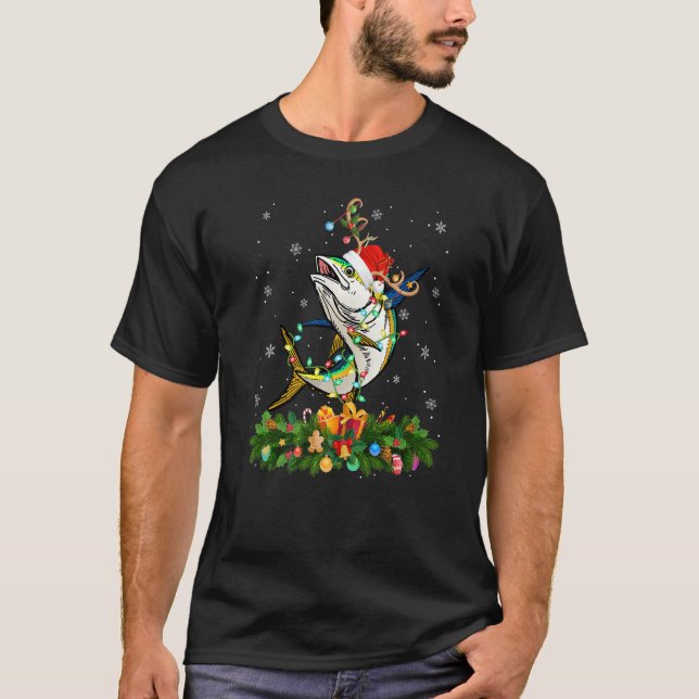 T-shirt Xmas Holiday Reindeer Hat Santa Tuna Fish Christma (Devant)