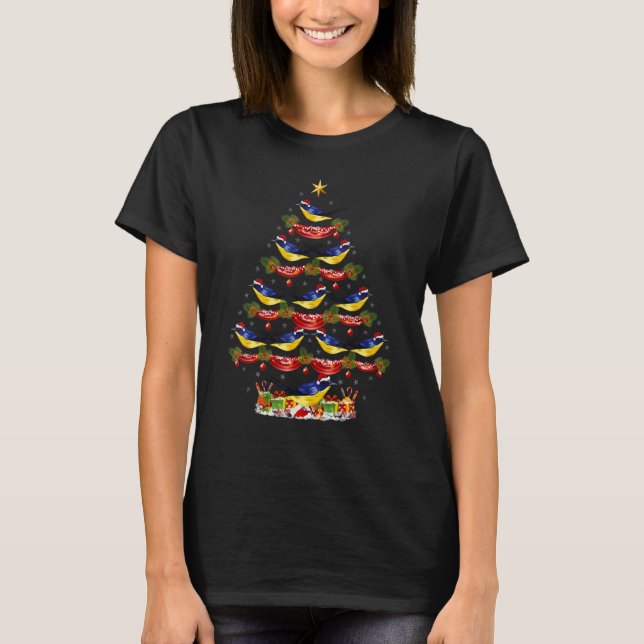 T-shirt Xmas Holiday Santa Eastern Bluebird Christmas Tree (Devant)