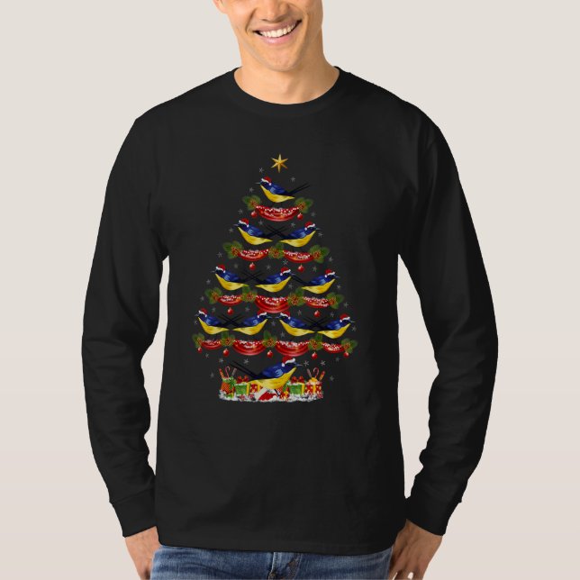 T-shirt Xmas Holiday Santa Eastern Bluebird Christmas Tree (Devant)