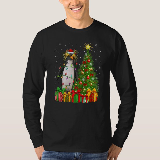 T-shirt Xmas Holiday Santa Emperor Penguin Christmas Tree  (Devant)