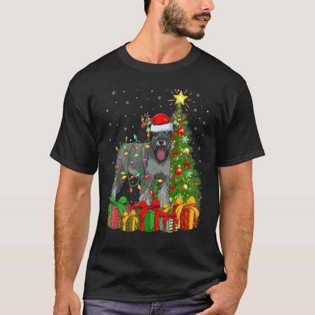 T-shirt Xmas Holiday Santa Miniature Schnauzer Dog Christm (Devant)