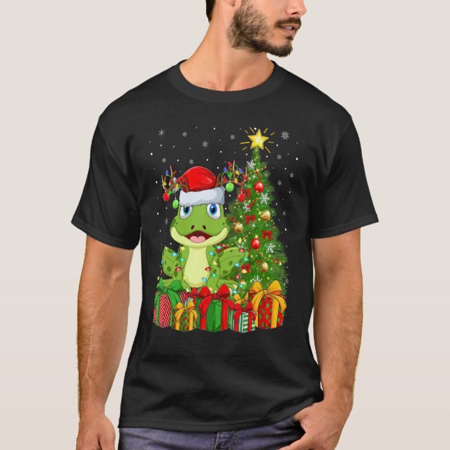 T-shirt Xmas Holiday Santa Poison Dart Frog Christmas Tree (Devant)