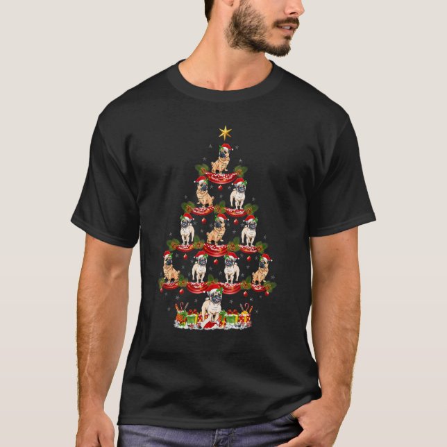 T-shirt Xmas Holiday  Santa Pug Dog Christmas Tree (Devant)