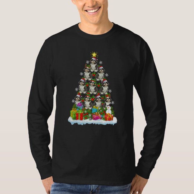 T-shirt Xmas Holiday  Santa Shih Tzu Dog Christmas Tree (Devant)