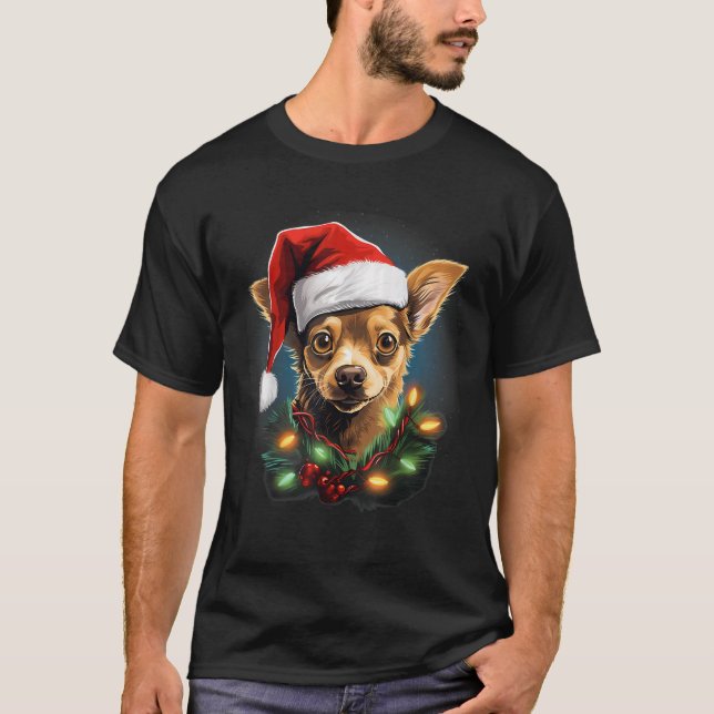 T-shirt Xmas Jack Chi Dog Tangled Christmas Lights  for Me (Devant)