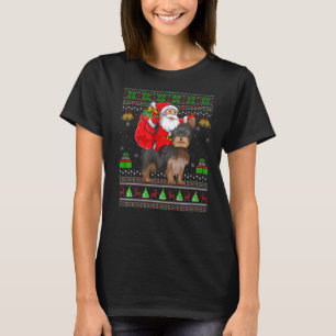 T-shirt Xmas laid Père Noël équitation Yorkshire Terrier C
