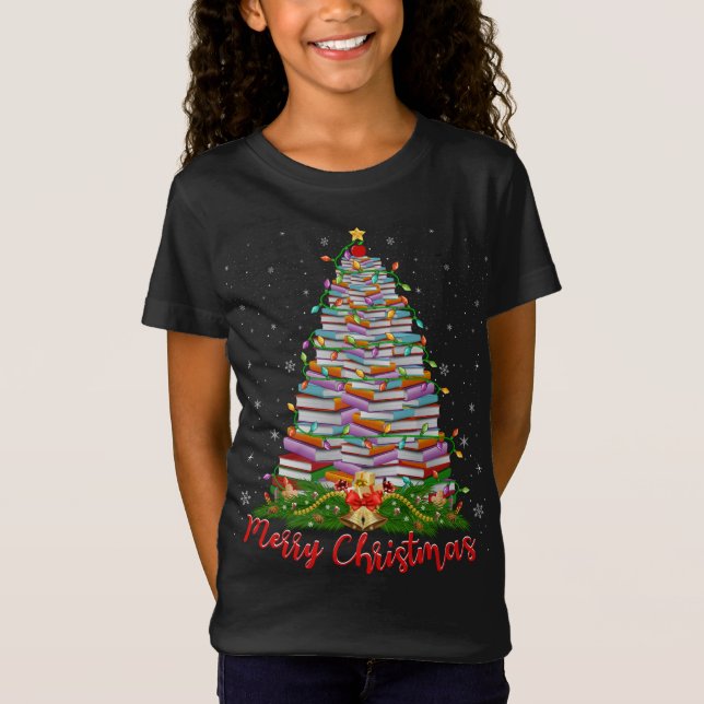 T-Shirt Xmas Light Book Lover Librairie Livres Chri (Devant)