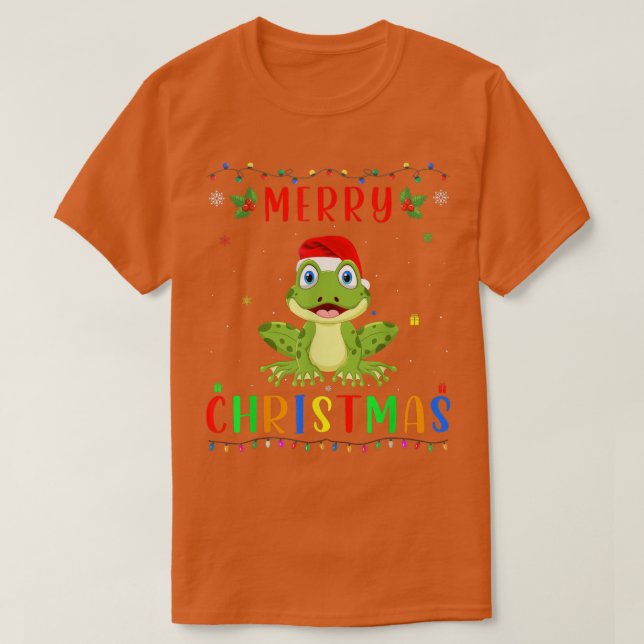 T-shirt Xmas Light Frog Design Matching Christmas Pajama  (Design devant)