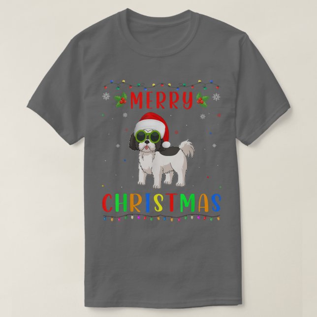 T-shirt Xmas Light Shih Tzu Chien Conception Correspondant (Design devant)
