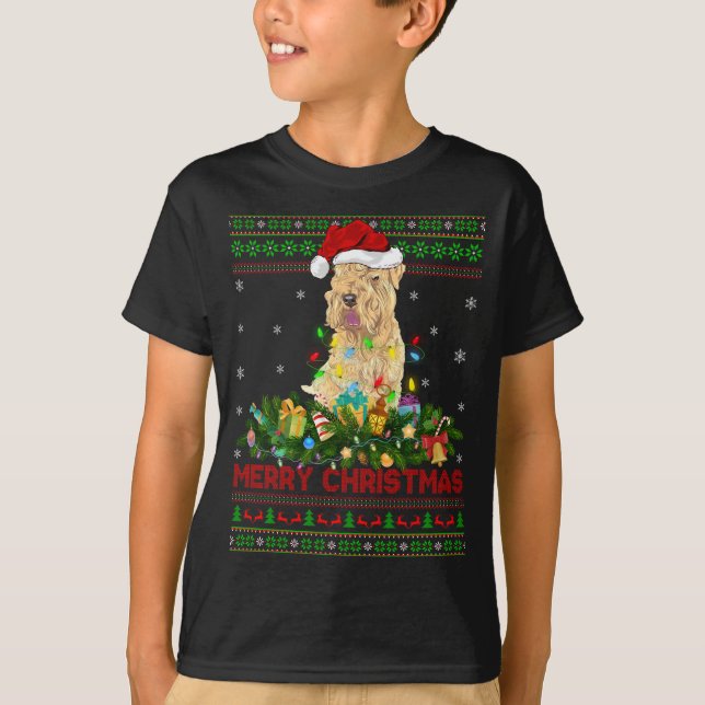 T-shirt Xmas Lighter Tree Père Noël Ugly Wheaten Terrier C (Devant)
