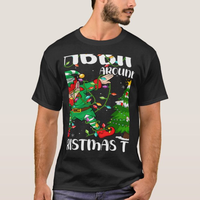 T-shirt Xmas Lighting Elf Dabbing Around The Christmas Tre (Devant)