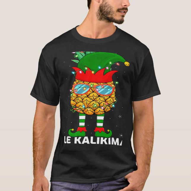 T-shirt Xmas Lighting Mele Kalikimaka Pineapple Elf Christ (Devant)