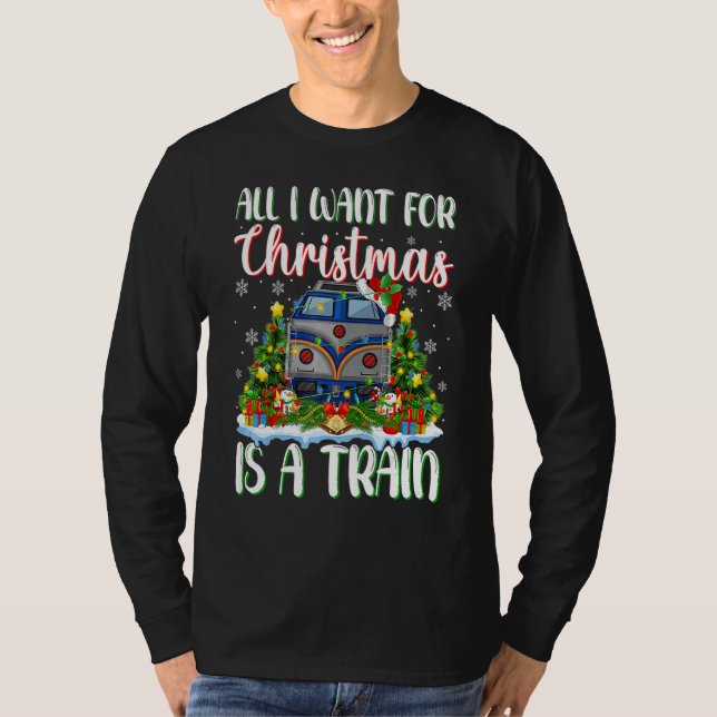T-shirt Xmas Lighting Santa All I Want For Christmas Is A  (Devant)