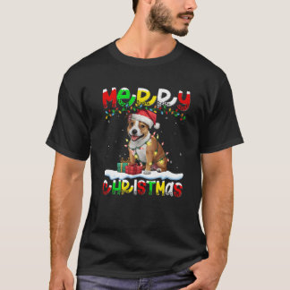 T-shirt Xmas Lighting Staffordshire Bull Terrier Dog Merry