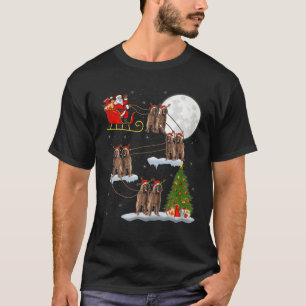 T-shirt Xmas Lighting Tree Père Noël Riding Irish Setter C