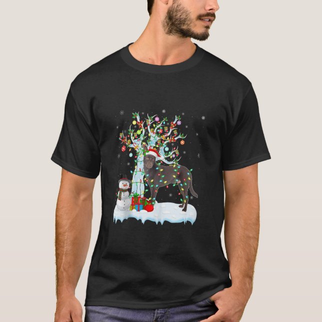 T-shirt Xmas Lighting Tree Santa Hat Australian Kelpie Dog (Devant)