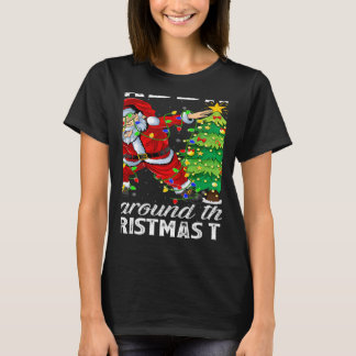 T-shirt Xmas Lights Santa Dabbing Around The Christmas Tre
