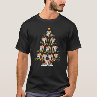T-shirt Xmas Lights Santa English Bulldog Christmas Tree