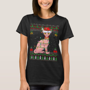 T-shirt Xmas Lights style sucré moche Père Noël Sphynx Cat