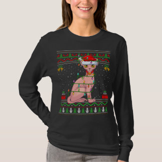 T-shirt Xmas Lights style sucré moche Père Noël Sphynx Cat