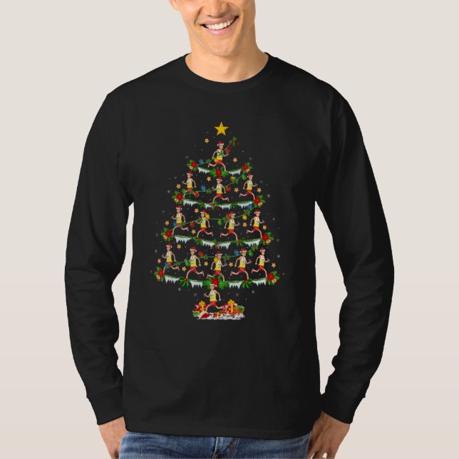 T-shirt Xmas Lights Track And Field Player Christmas Tree (Devant)