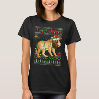 T-shirt Xmas Lights Ugly Sweater Style Santa Mountain Lion