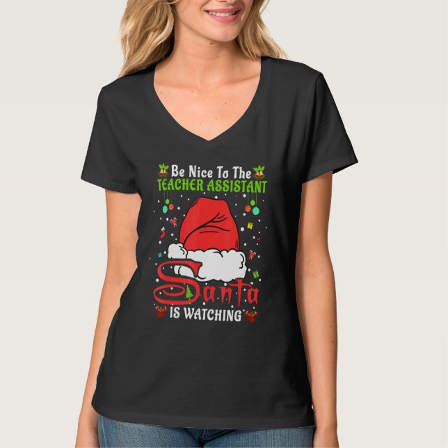 T-shirt Xmas Pajamas Be Nice To The Teacher Assistant Chri (Devant)