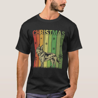 T-shirt Xmas Pajamas Matching Retro Australian Cattle Dog 