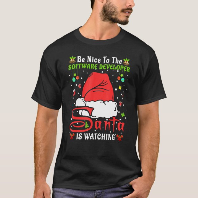 T-shirt Xmas Pajamas Soyez Gentil Pour Le Développeur Logi (Devant)