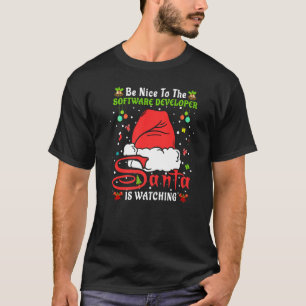 T-shirt Xmas Pajamas Soyez Gentil Pour Le Développeur Logi