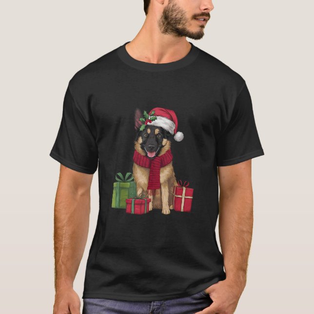 T-shirt Xmas Party Decoration Santa Belgian Malinois Dog C (Devant)