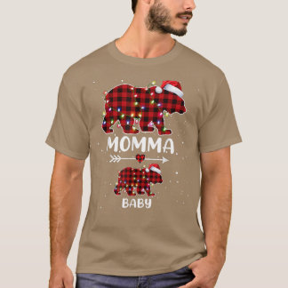 T-shirt Xmas Plaid Bear Momma Baby Polar Pregnancy Announc