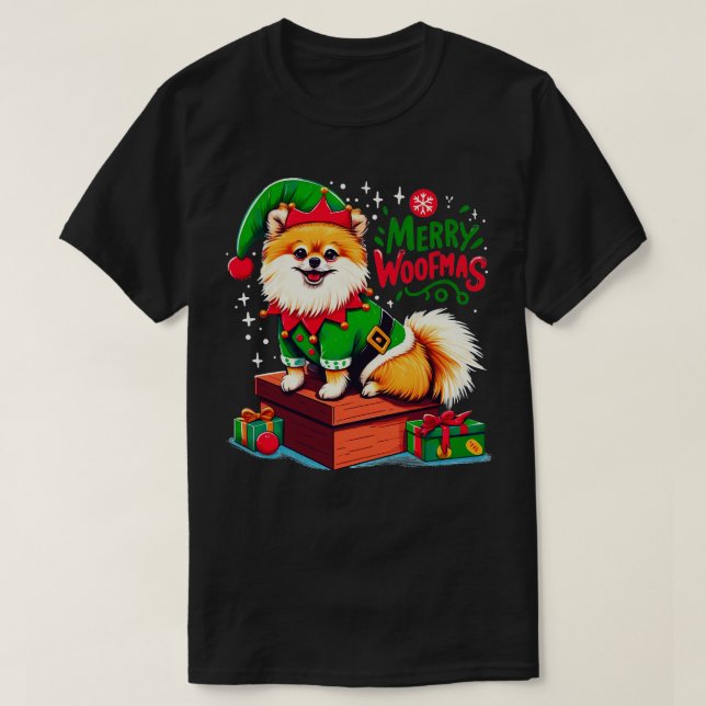 T-shirt Xmas Pomeranian (Design devant)