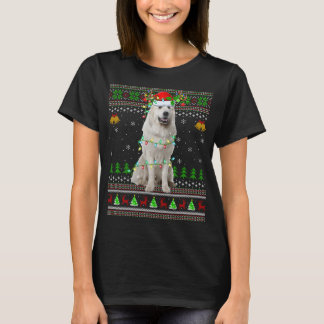 T-shirt Xmas Reindeer Santa Hat Great Pyrenees Chien Ugly 