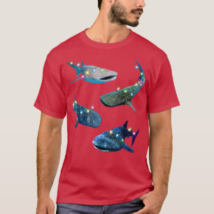 T-shirt XMas Requin Océan Poisson de mer Lumières de Noël