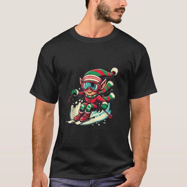 T-shirt Xmas Ski squad team ski lovers Skier Elf skiing Ch (Devant)