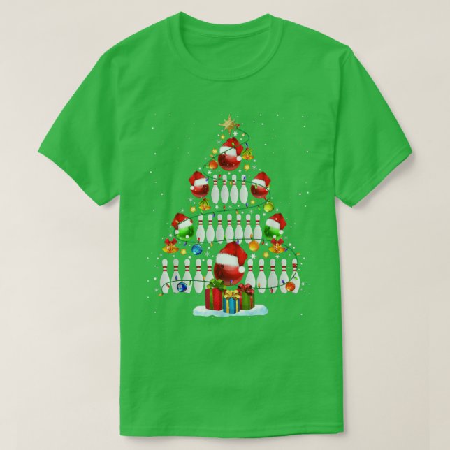 T-shirt Xmas Tree Bowling Xmas Lights Père Noël Bowling Ba (Design devant)