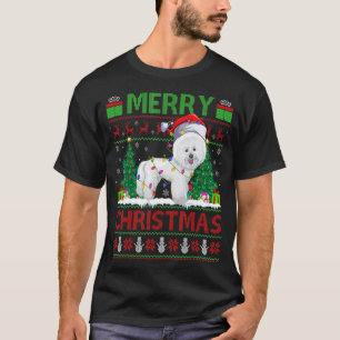 T-shirt Xmas Tree éclaire Père Noël laid Bichon Frise Chie
