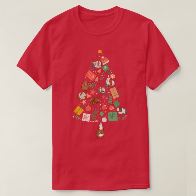 T-shirt Xmas Tree Festive Cute Guinea Pigs  (Design devant)