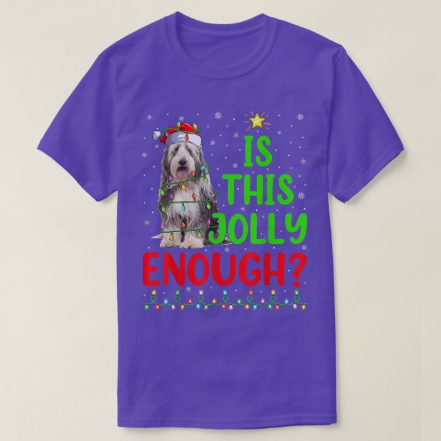 T-shirt Xmas Tree Is This Jolly Enough Bearded Collie Chri (Design devant)