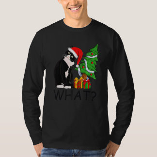 T-shirt Xmas Tree Lighting Santa Black Cat Christmas