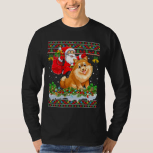 T-shirt Xmas Ugly Père Noël équitation Pomeranian