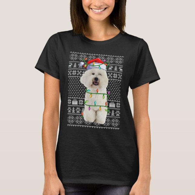 T-shirt Xmas Ugly Sweater Style Santa Bichon Frise Dog Chr (Devant)