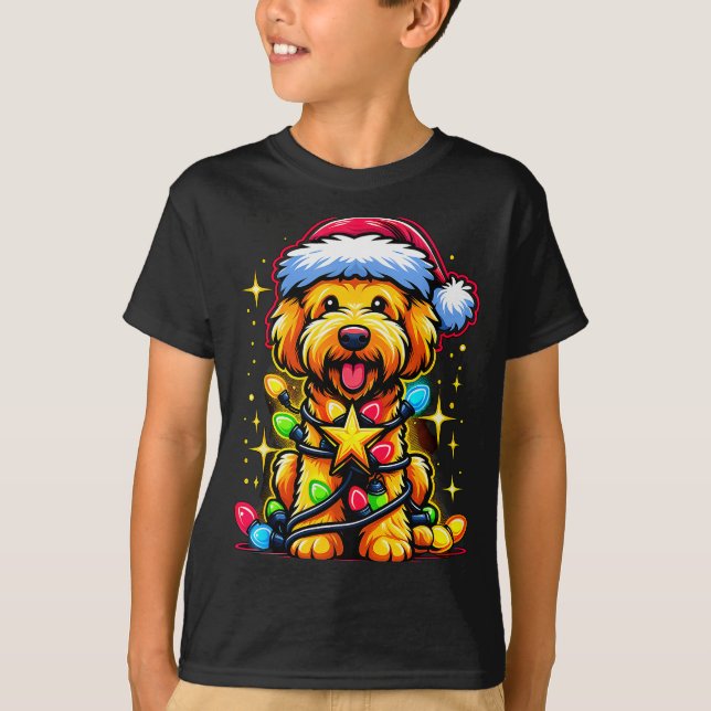 T-shirt Xmas Whoodle Dog Tangled Christmas Lights For Men  (Devant)