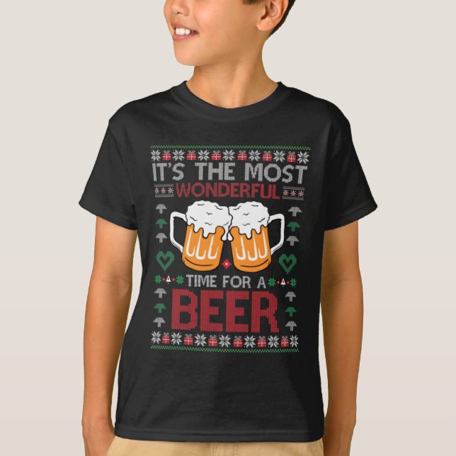 T-shirt Xmas Wonderful Time For A Beer Ugly Christmas S  (Devant)